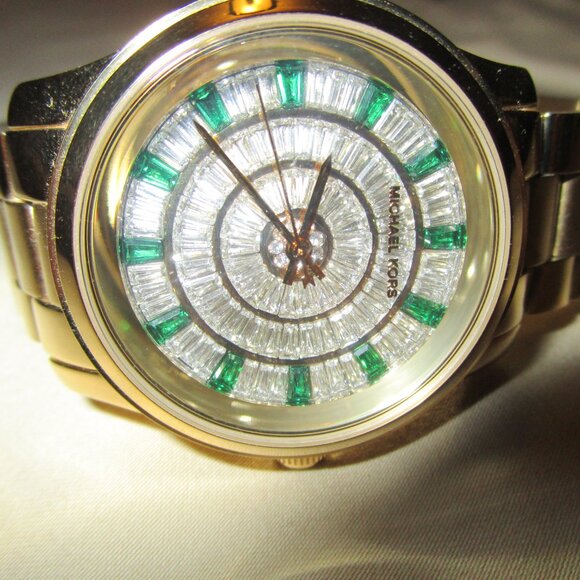 Michael Kors Stainless Steel Watch/ Emerald/Crystal Face - Picture 6 of 9